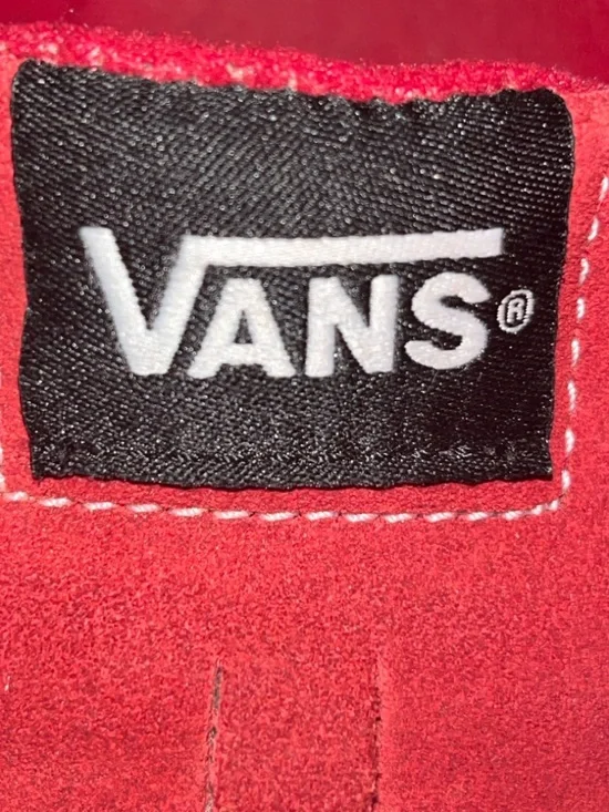 Vans Red Suede Low Top Sneakers Size 7.5 No Laces - Picture 6 of 8
